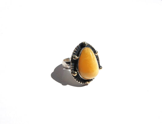 Amber Chunky Ring Silver